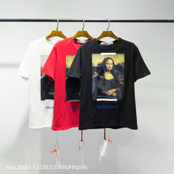 

chaopai spring and summer off mona lisa portrait short sleeve unisex, White;black