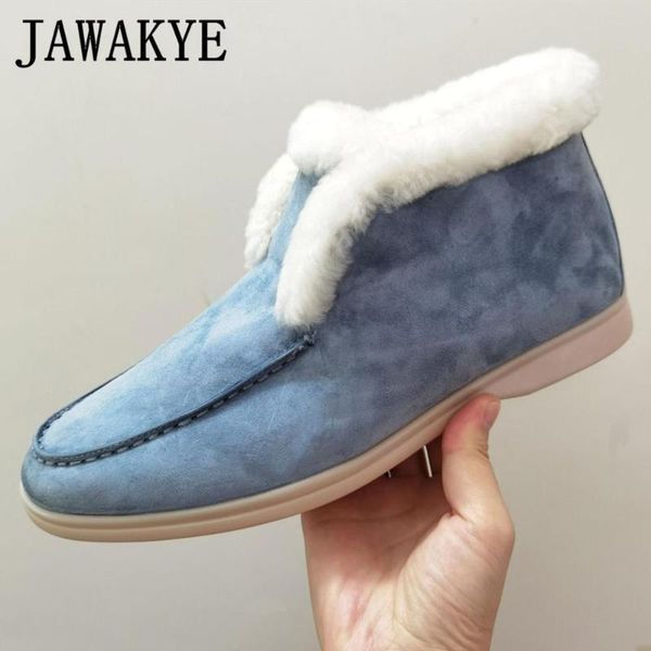 

boots luxury winter furry shoes women warm round toe slip-on wool collar high ankle comfort thick sole platform snow, Black