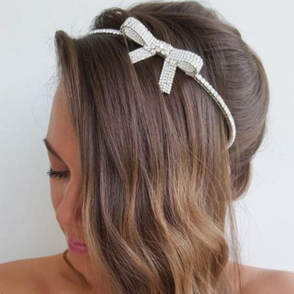 

hair clips & barrettes stonefans crystal bow rhinestone headband wedding jewelry for women luxury bridal crown head hoop band jewellery banq, Golden;silver