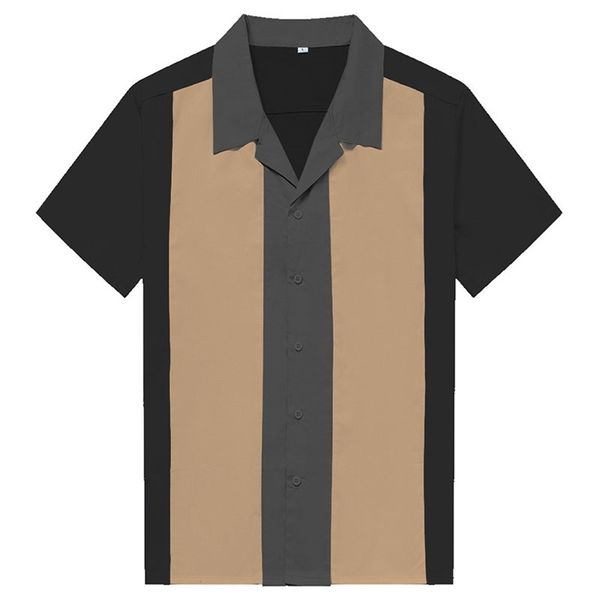 Charlie Harper Camisa Vertical Striped S para Homens 50s Rockabilly Button-Down Algodão S luva curta Vestido vintage 210721