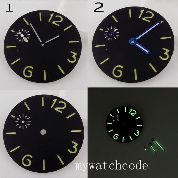 

repair tools & kits 35.6mm sterile black watch dial face hands for eta 6497 st3600 movement green luminous wristwatch parts