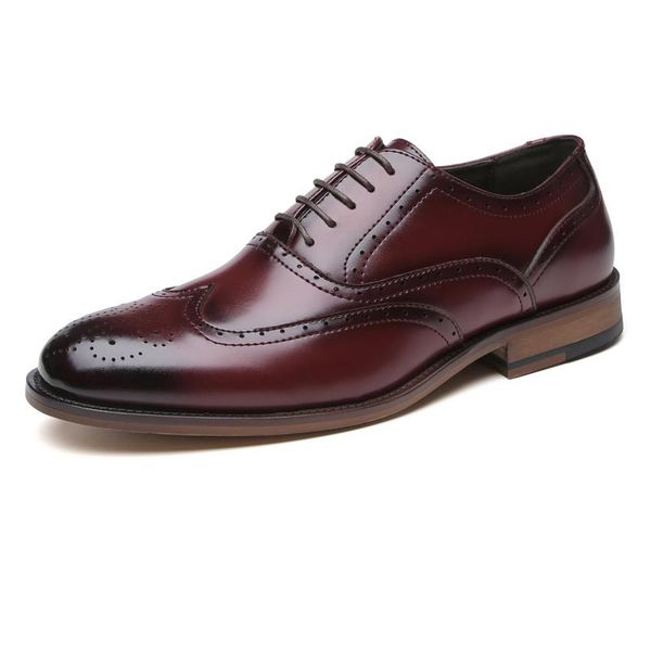 

men retro italian design brogues genuine leather dress shoes handmade wedding for, Black