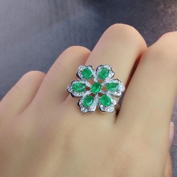 

cluster rings wedding gift emerald ring gemstone engagement for women fine jewelry wholesale, Golden;silver