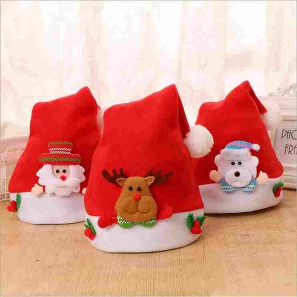 Bambini Natale Babbo Natale Pupazzo di neve Alce Renna Fiocchi di neve Cappelli 2018 Navidad cappello natale per bambini Adulti natale regali di capodanno