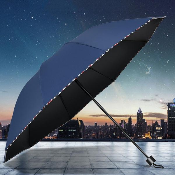 

umbrellas black coating 10 bones men business umbrella sunscreen anti-uv sunny and rainy three-folding