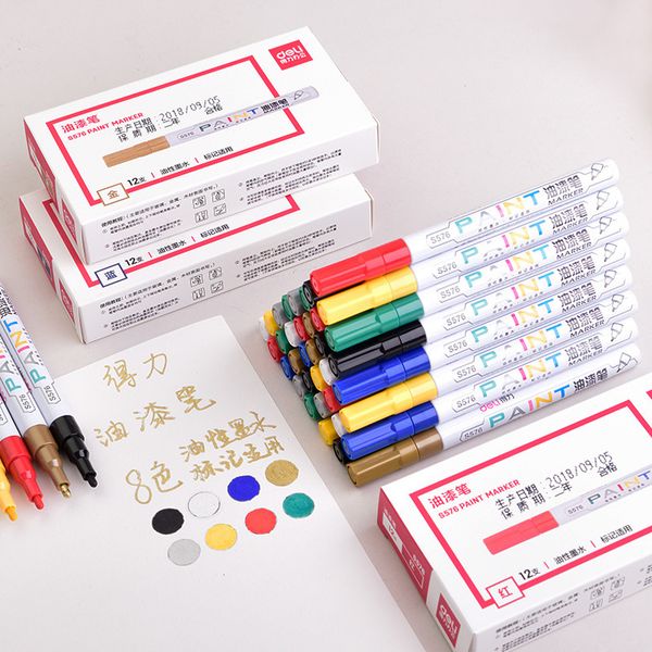 

s576 deli paint pen tire white marking is not easy to fade, and the oil fine