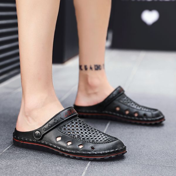 

2021 cross-border slippers mens women outdoor hole sandals shoes breathable lightweight sandal and slipper fashion casual beach trainer code, Black