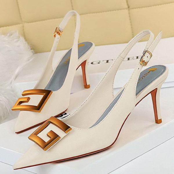 

dress shoes metal kitten heels hollow high woman pumps party women stiletto sandals plus size 43, Black