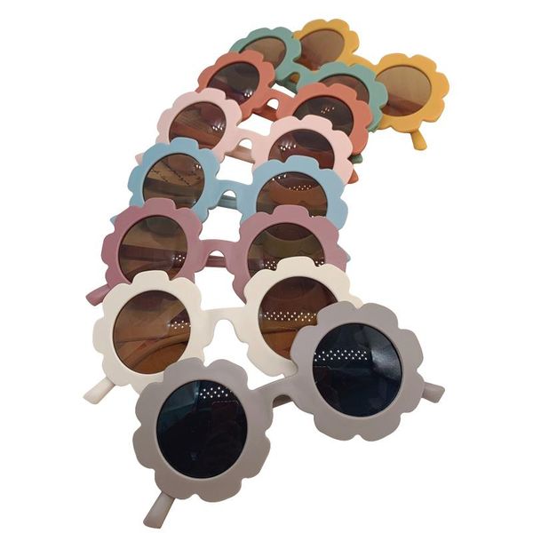 

caps & hats 2021 8 colors toddlers round sunglasses boys girls cute matte color flower frame outdoor ultraviolet-proof casual glasses, Yellow