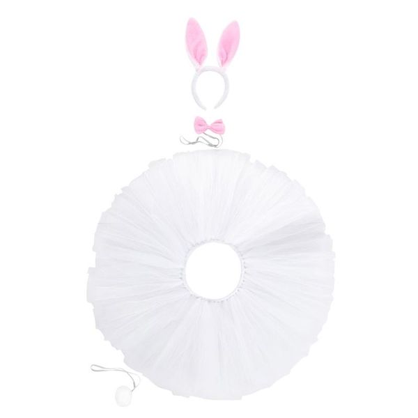 

kids girls easter costume set tutu skirt ears headband tail bow tie 54df clothing sets, White