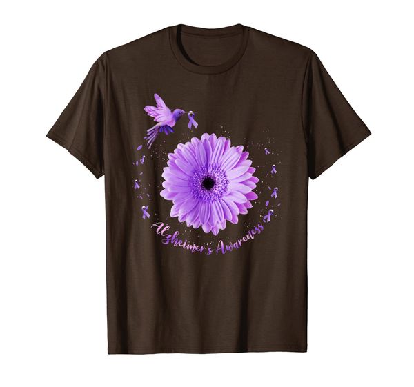 

hummingbird sunflower purple ribbon alzheimer's awareness t-shirt, White;black