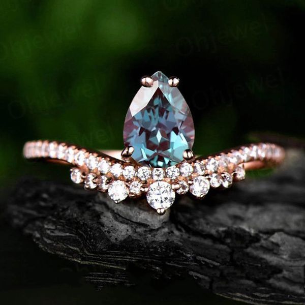 

ing 925 sterling silver 5x7mm lab grown alexandrite & white cubic zirconia engagement wedding ring for women gift, Slivery;golden