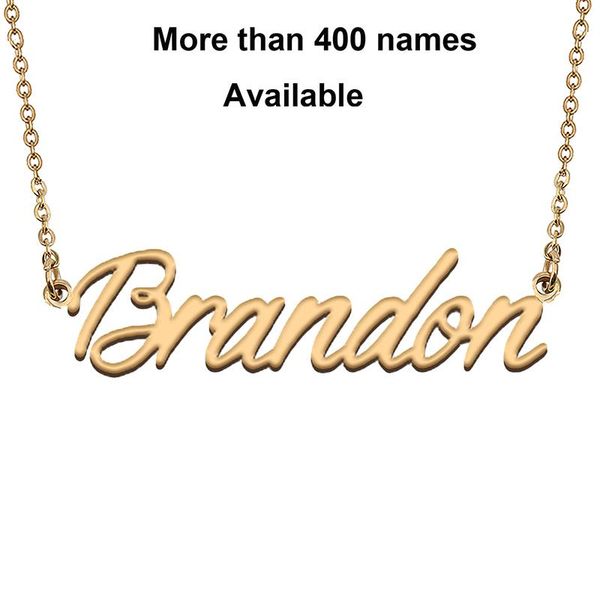

chains cursive initial letters name necklace for brandon birthday party christmas year graduation wedding valentine day gift, Silver