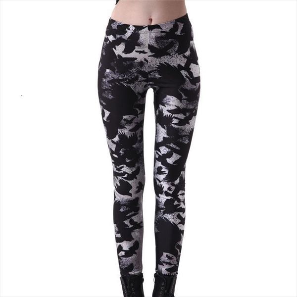 

fashion crows cover all women leggings the sky slim fit thin elastic polyester cos party pants casual trousers drop, Black