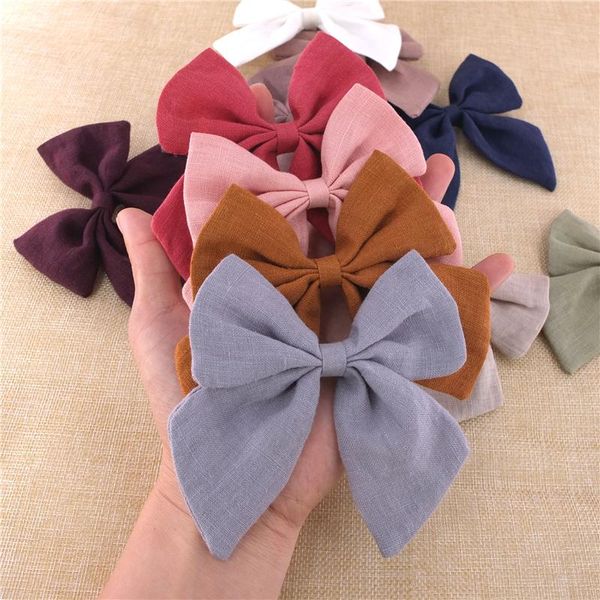 

hair accessories 4 pcs linen sailor bow baby girls kids women bows clips barrettes cotton hairbow hairgrips headwear, Slivery;white