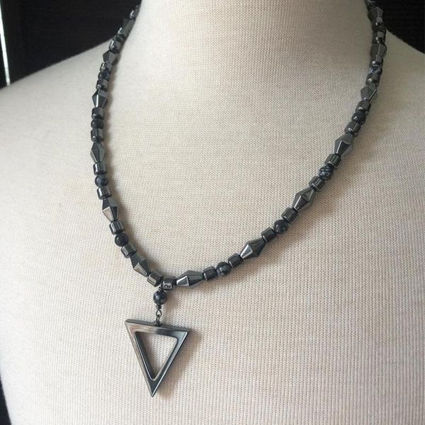 

chokers mens pendant necklace, beaded stone hematite necklace, Golden;silver