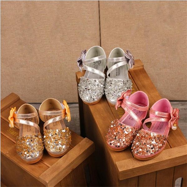 

gold pink silver girls sandals fashion princess flat shoes party bling sequin bow pearl dance, Black;red