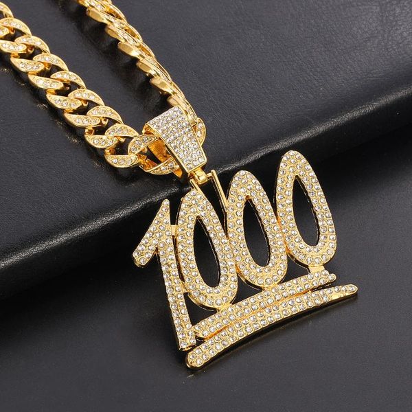 

pendant necklaces men hip hop 1000 number necklace miami big gold cuban chain rapper iced out bling male mens jewelry choker gift, Silver