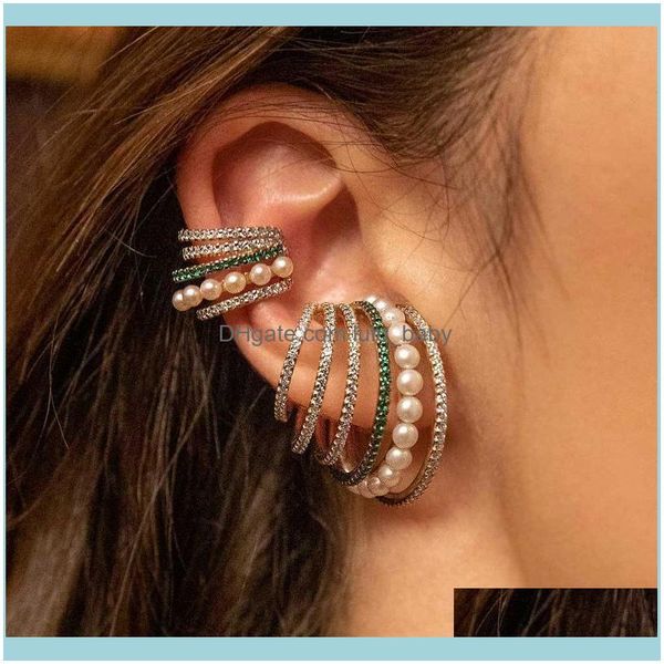 

jewelrypearl earrings for womens french high-grade feeling no ear hole clip multi-layer retro color hoop & hie drop delivery 2021 v6ob9, Golden;silver