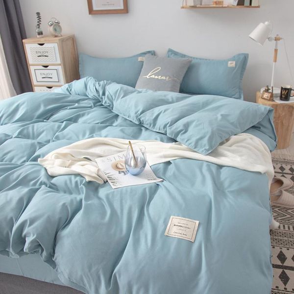

bedding sets solid color set duvet cover pillow case bed sheet ab side quilt boy kid teen girl linens king