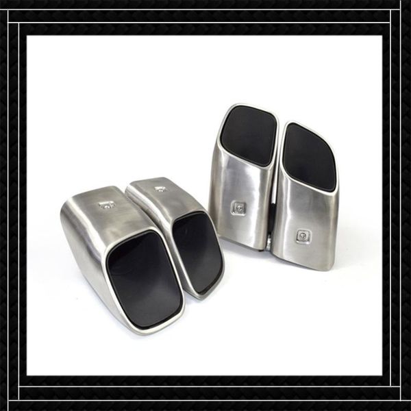 

motorcycle exhaust system one set car parts silver/black end tailpipe for macan change turbo sport style four-outlet pipe muffler ti
