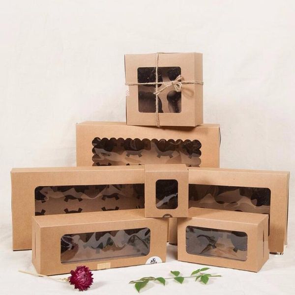 

gift wrap large brown muffin packaging 6 cupcake boxes 8,kraft paper cake box with pvc window, 4 packing craft