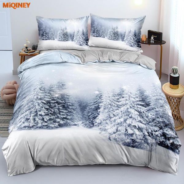 

bedding sets miqiney 3d duvet cover and pillowcase(s) snow,tree christmas white grey quilt covers set 3-piece king bed linens