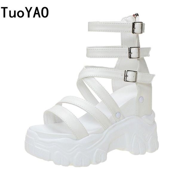 

chunky platform sandals women 2021 high heels open-toed wedge increased shoes 11cm ladies beach summer sandalia, Black