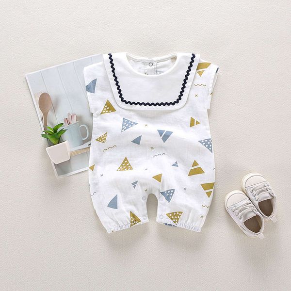 

summer crawling clothes for infants and young children, White