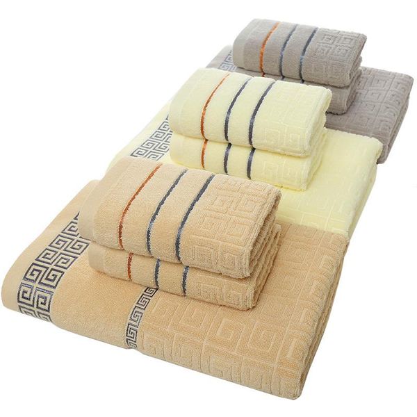 

3 pack towel set 100% cotton 70x140cm bath towel and 2 face hand super soft absorbent terry washcloth for adults 2021