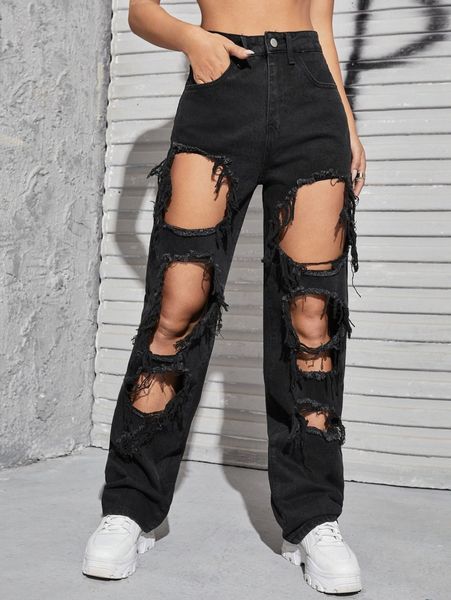 

slant pocket cut out boyfriend jeans i6rj#, Blue