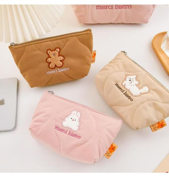 Weiche Bär Federmäppchen Baumwolle Student Schreibwaren Aufbewahrungstasche Kawaii Hund Niedliche Stiftbox Mädchen Kosmetik Make-up Halter Taschen Fällen