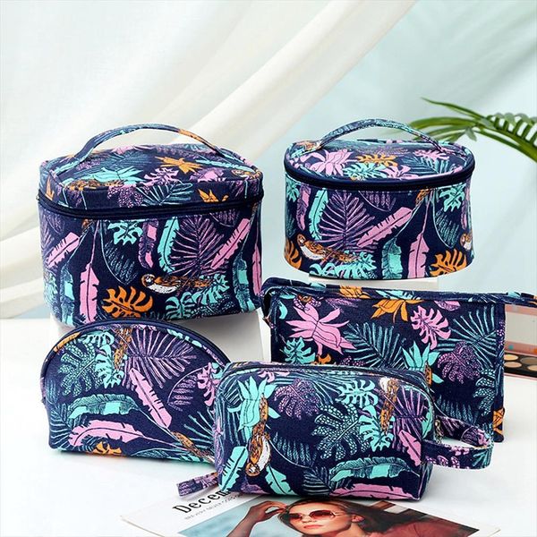 

fashion canvas make up cosmetic bags storage cases casual printing travel toiletry