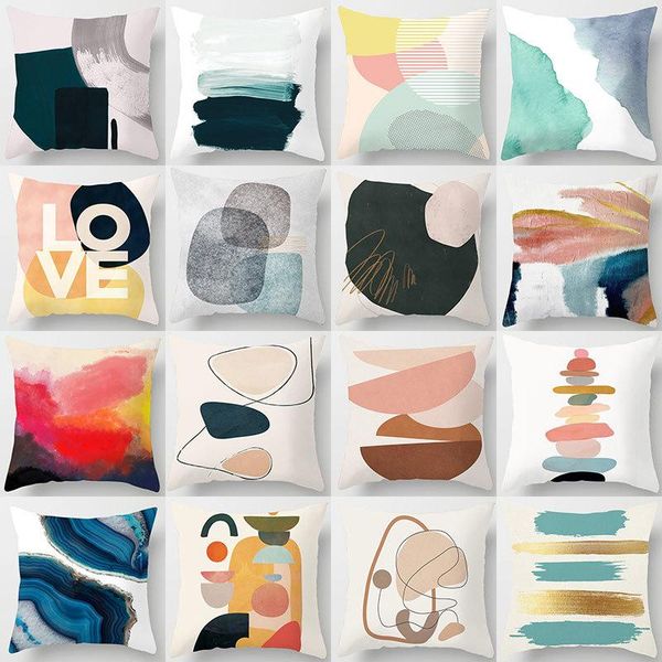 

cushion/decorative pillow modern graffiti geometric cushion cover case home decor polyester sofa car seat decorative throw covers 18x18inch