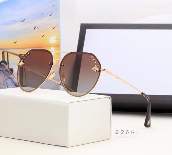 

round metal bee sunglasses mens sun glasses men designer sunglass case with original box, White;black