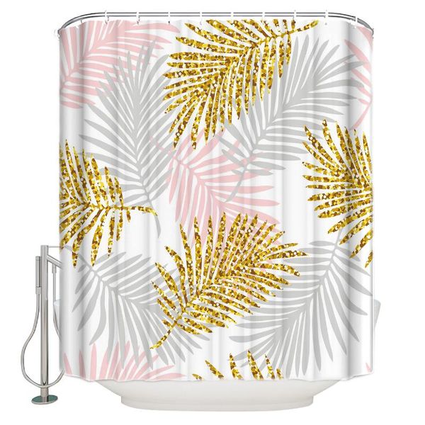 

shower curtains leaves metal tropical jungle curtain bathroom waterproof fabric toilet simple style decor