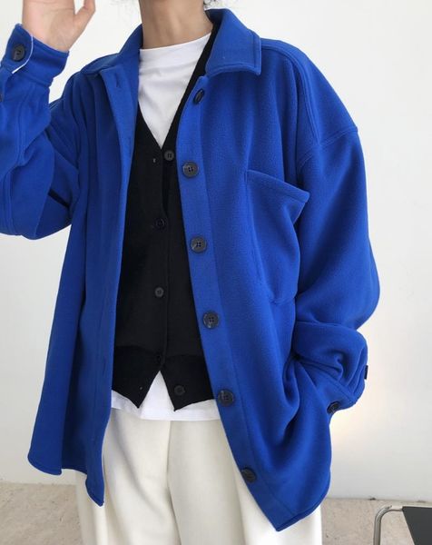 

woman classic fleece warm shirt-coat women's blouses & shirts, White