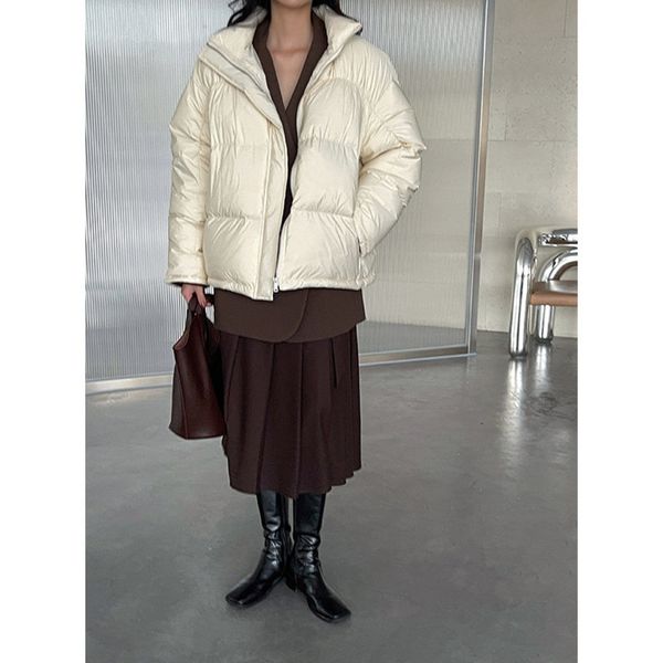 

[daihe] 2021 winter new korean version versatile loose warm short stand collar down bread et m11229, Black
