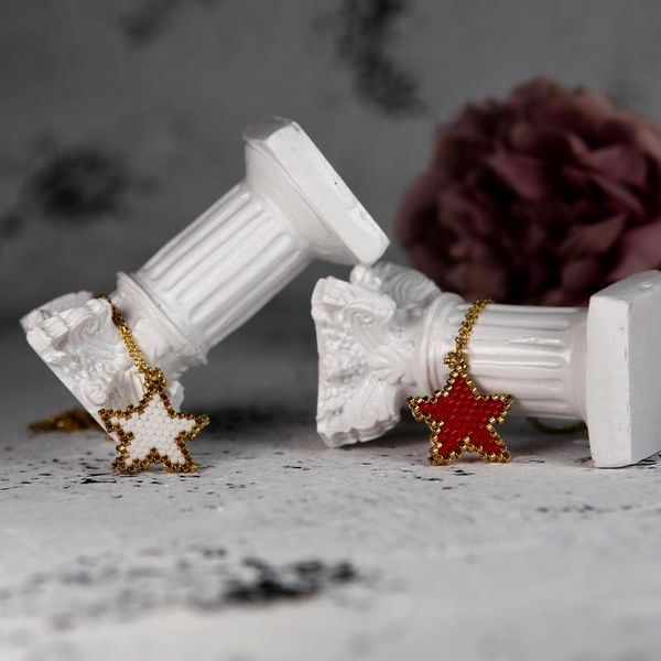 

pendant necklaces fairywoo beads star necklace for woman sweet jewelry handmade collar steel chain choker femme wholesale, Silver