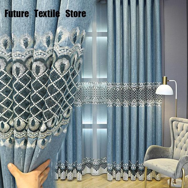 

curtain & drapes european style luxury thick chenille embroidered finished custom living room bedroom balcony curtains