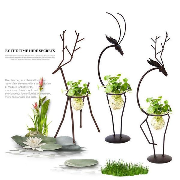 

vases flower stand iron no soil hydroponics office vase container beautiful decoration family sturdy deer frame
