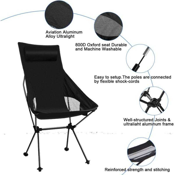 

fishing accessories ultralight portable folding moon chair with carry bag 150kg capacity cloth aluminum alloy bracket outdoor camping chairs