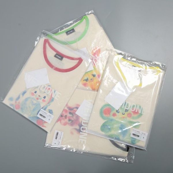 

print we11done watercolor animal rabbit little monster color short t-shirt 2021 loose half sleeve top, Gray