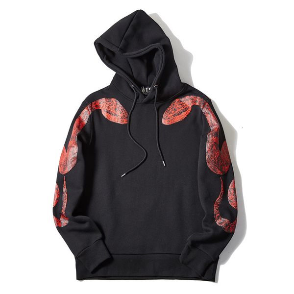 

men's hoodies & sweatshirts hoodie, made of cotton and veet, with thick polar lining, two sleeves, red snake, 19ss, n. f32, novelty, Black