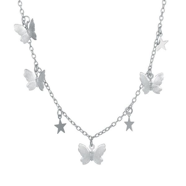 

cute butterfly pendant necklace for women vintage alloy steet style fashion jewelry gifts chokers, Golden;silver