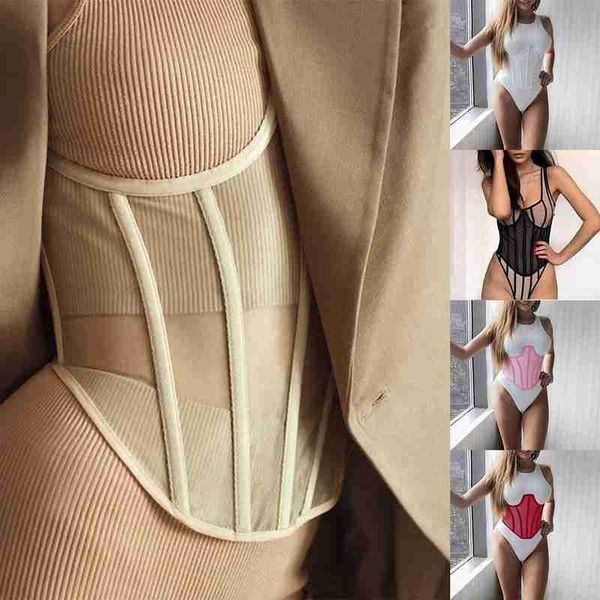 

women's shapers tube mesh cropped back lace up club party tank for woman short wrap festival decoration stitching waist, Black;white