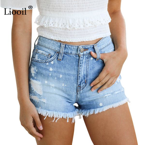 

shorts blue plus size hole women casual cotton rave jean short fashion mid waist pocket tassel denim shorts wcao, White;black