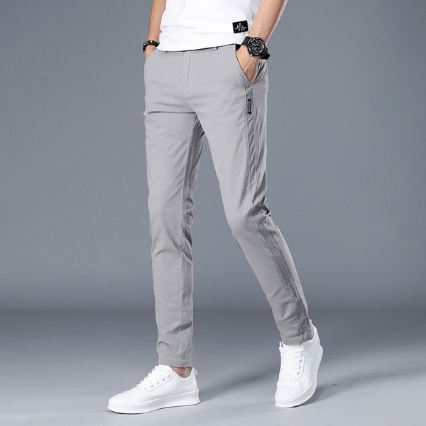 

casual 2021 new summer thin korean slim pants men's fashion, Black