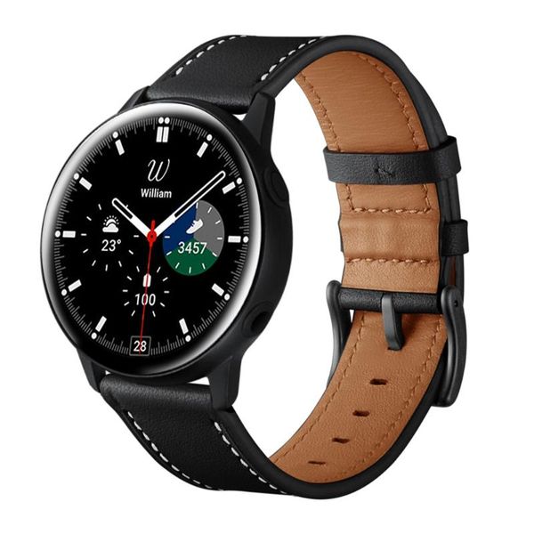 

watch bands for galaxy watch4 classic 46mm 42mm band 20mm 22mm genuine leather wristband bracelet samsung 4 44mm 40mm strap, Black;brown