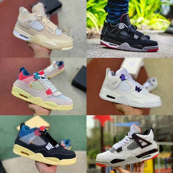 

new 4 4s basketball shoes men women cream sail the white cement bred neon court purple union la guava ice rasta bordeaux sports shoes
